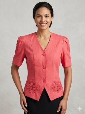Vintage Rose Motif Crochet Lace Blazer – Romantic Southern Belle Style